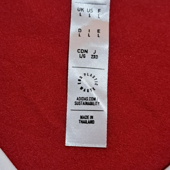 Adidas  Red Jerseys Soccer Men Size L New - Picture 6 of 8